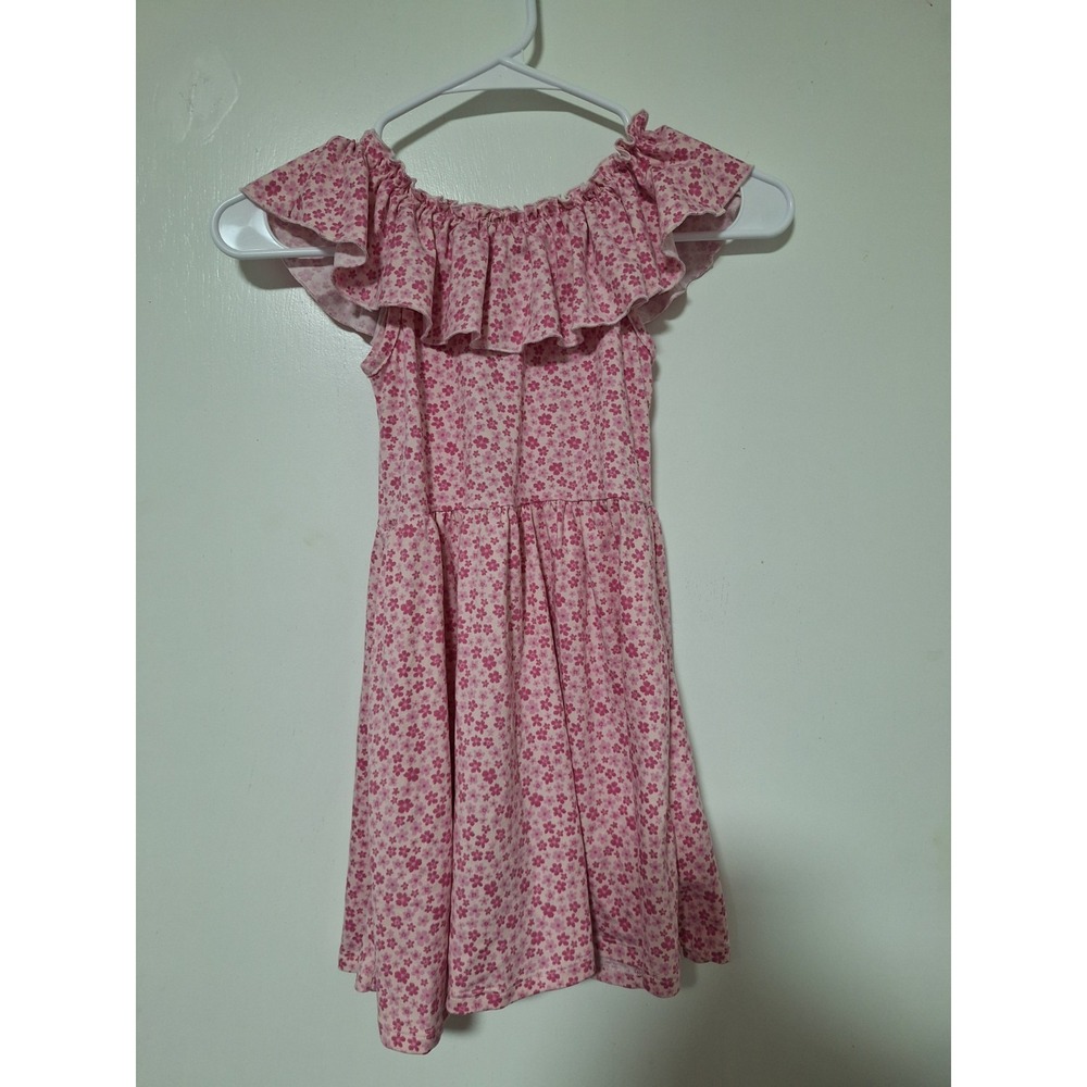 Paisley Lane Girls Size 6 Pink Floral Off Shoulder Ruffle Dress Short Sleeve